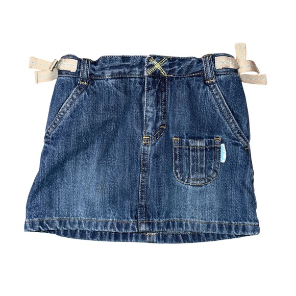 OshKosh B'gosh Other - vintage OshKosh Denim Skirt 4T Blue Adjustable Waist Canvas Bows